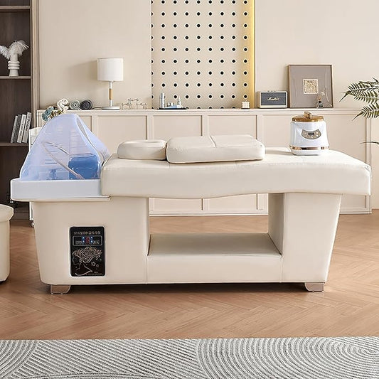 Head Spa Equipment, Massage Shampoo Bed, Supports Water Circulation｜Fumigation｜Light Therapy Massage Table for Spa Beauty Salon