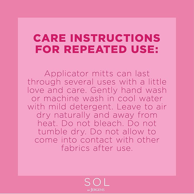 Jergens SOL Self Tanner Applicator Mitt, Flawless, Streak-free Tanning Blender Glove, Sunless Tanning, Reusable Tanning Mitt Protects Hands, All Skin Tone