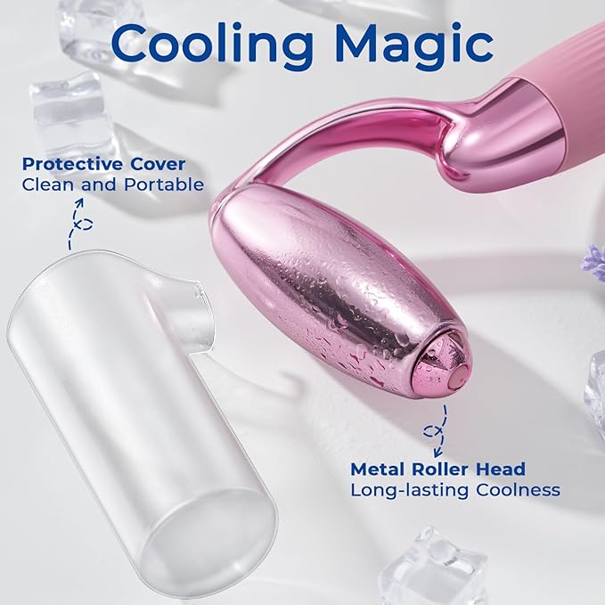 MORGLES Ice Roller for Face and Eyes, Ice Face Roller for Women Skin Care, Cold Facial Roller for Puffiness, Migraine Relief and Lymphatic Drainage