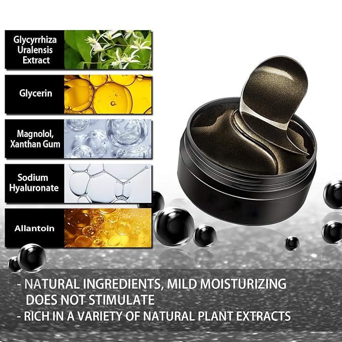 Under Eye Patches for Puffy Eyes: 60PCS Collagen Eye Gels Pads - Black Pearl Under Eye Mask - Reduce Dark Circles & Bags - Skin Eye Care Products