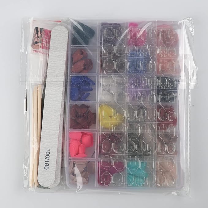 FANDAMEI Short Press on Nails, 24 Packs 576PCS Short Round Press on Nails Matte, Acrylic Small Fake Nails Full Cover, Matte Glue on Nails with 7g Nail Glue, 24 Color False Nail