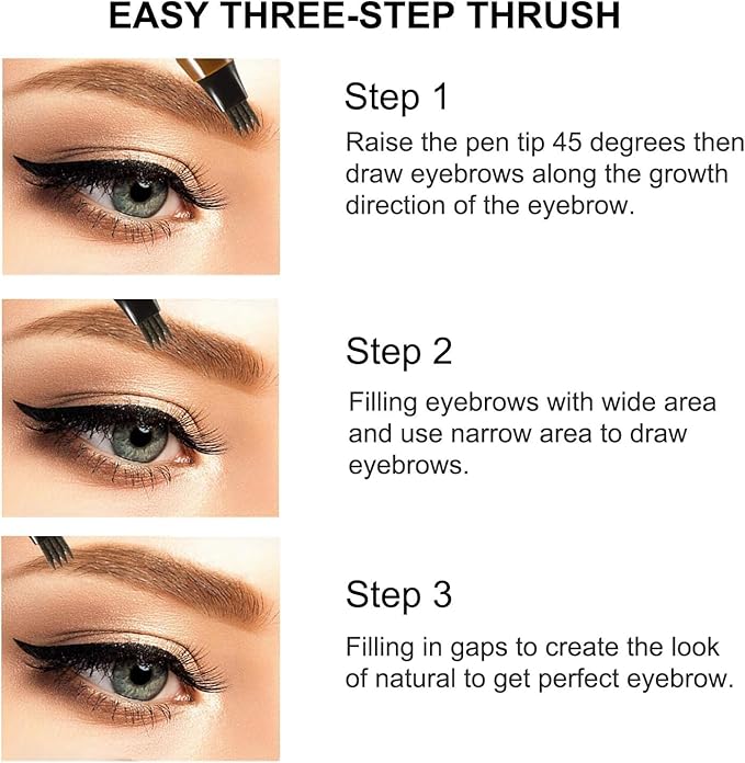 Boobeen Waterproof Eyebrow Pen - Microblading Eyebrow Pencil with a Micro-Fork Tip Applicator - Creates Natural Looking Brows Effortless