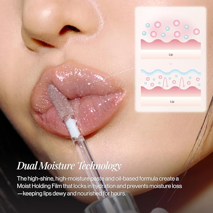 ENTROPY MAKEUP Tulle Lip Gloss, Lightweight 3D Pearl Shimmer, Ultra-Gloss High Shine, Non-Sticky Moisturizing Lip Gloss with Peptide Complex, Slip