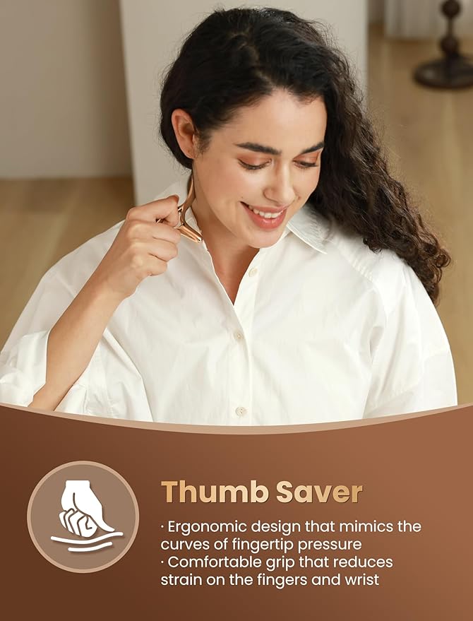 lifechill Trigger Point Massage Tool for Gua Sha, Lymphatic Drainage Massager, Deep Tissue Thumb Saver Acupressure Tool for Full Body Pain Relief, Gold