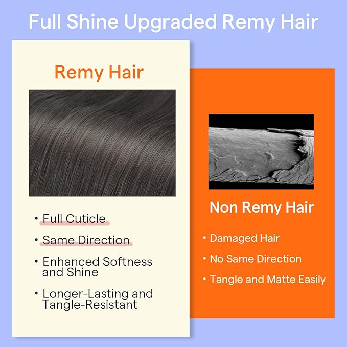 Full Shine Invisible Clip in Hair Extensions Human Hair Mocha Brown Real Human Hair Extensions Clip ins 12 Inch 95 G 7 Pcs