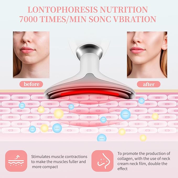 Red-Light-Therapy-for-Face and Neck, Face 𝖲 culpting Wand with 7 Color, Anti 𝖶rinkles Facial Massager for Face and Neck Tool for Skin Care (White)