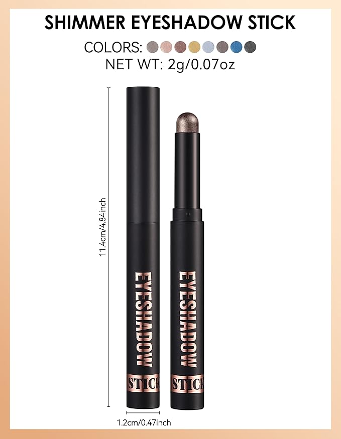 Erinde Shimmer Cream Eyeshadow Stick, Long Lasting Metallic Eye Shadow Sticks, Waterproof Creamy Glitter Eyeshadow Pencil, High Pigmented Blendable Neutral Eye Makeup, 23 Sapphire Blue Shimmer