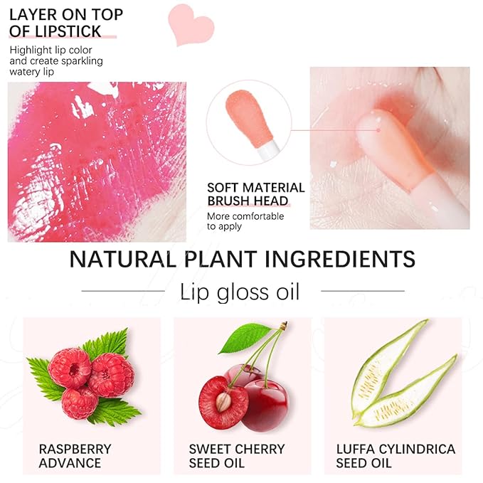 Plumping Lip Oil, Hydrating Lip Glow Gloss(001