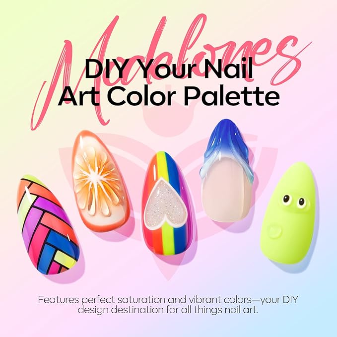 modelones Neon Gel Nail Polish Set, 6 Colors Hot Pink Blue Green Purple Yellow Orange Glitter Gel Polish Kit Soak Off LED Manicure DIY Nail Art Salon Home Gift For Women Girl