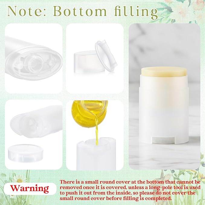 30 Pack 30ml/1oz Empty Deodorant Containers, Bottom Filling, Transparent Plastic Oval Refillable Deodorant Containers Twist up Oval Lip Balm Tube for DIY Deodorants Lipstick Crayon Lotion