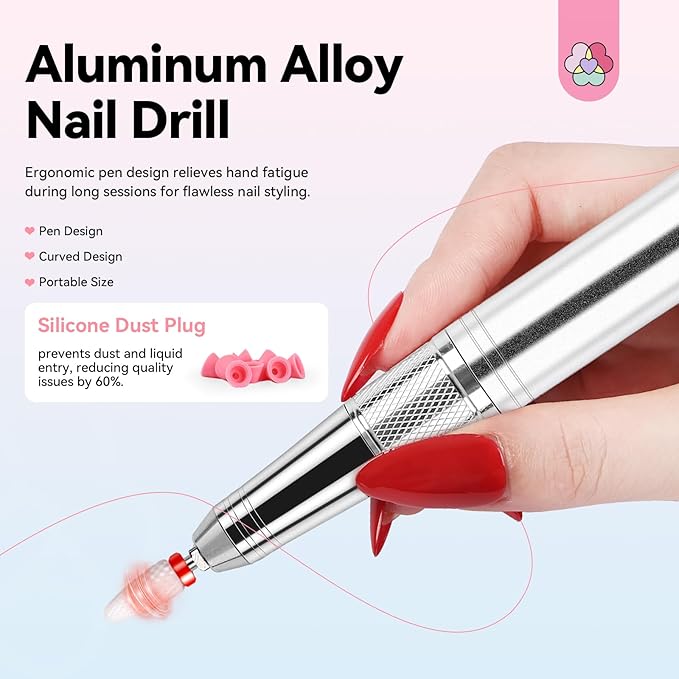 SAVILAND 45000RPM Electric Nail Drill Professional: Unique Coreless Nail File Last 15H Long Battery Life |Cordless Nail Drill for Quick Acrylic Nail Removal Ultra Quiet Salon Use Manicure Pedicure
