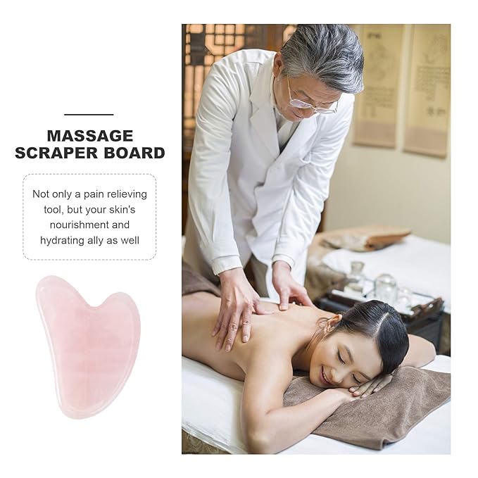 rosenice Gua Sha Facial Tools Guasha Tool Gua Sha Jade Stone for Face Skincare Facial Body Acupuncture Relieve Muscle Tensions Reduce Puffiness Festive Gifts (Pink)