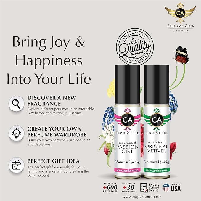 CA Perfume Impression of M. Jacobs Daisy Eau So Fresh For Women Replica Fragrance Body Oil Dupes Alcohol-Free Essential Aromatherapy Sample Travel Size Concentrated Long Lasting Roll-On 0.3 Fl Oz-X2