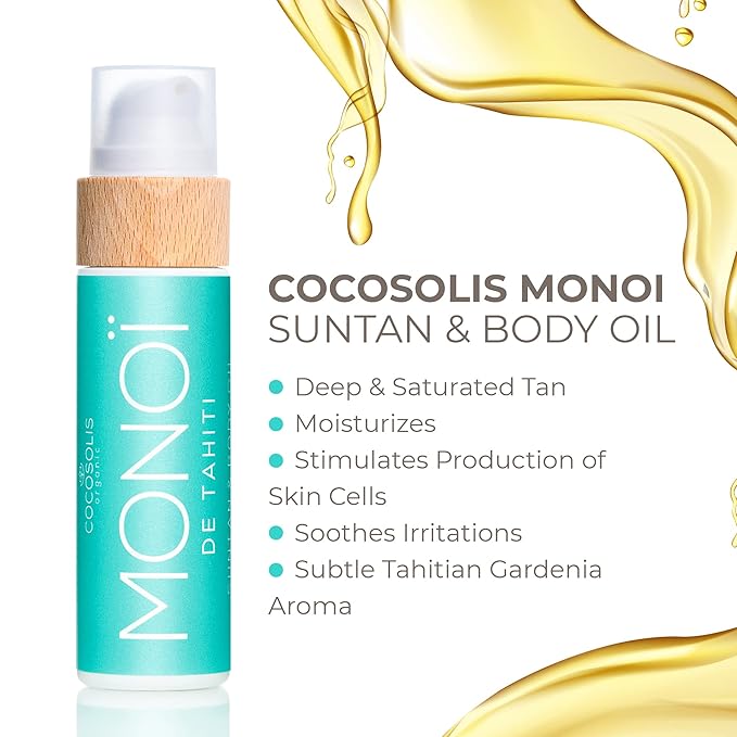 COCOSOLIS Bio Body Oil Bundle – MONOI Tanning Oil and COOL After Sun Oil - Get a Healthy, Longer Lasting Tan and After Sun Recovery