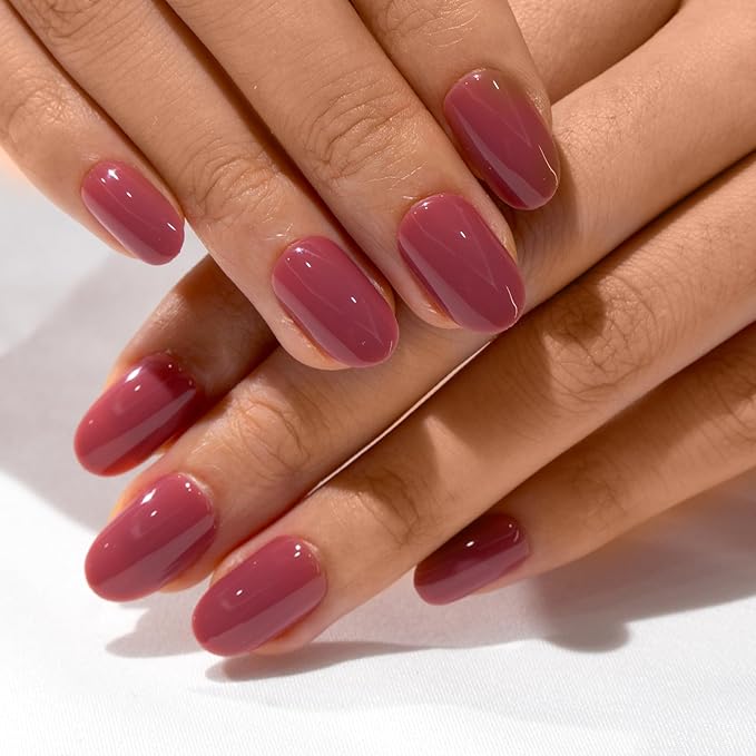 Curvlife Soft Gel Press on Nails Fake Nails with Red Purple rose Design Full Cover False Nails for Women Reusable Nail Kit with Nail Glue Adhesive Tabs Nail File