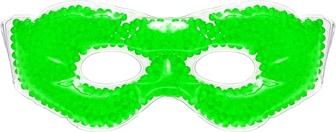 Gel Eye Mask, Green - Cold Compress Ice Pack with Gel Beads - Microwave Safe for Heat Therapy - Great for Puffy Eyes, Dark Circles, Dry Eyes, Soothing Headaches