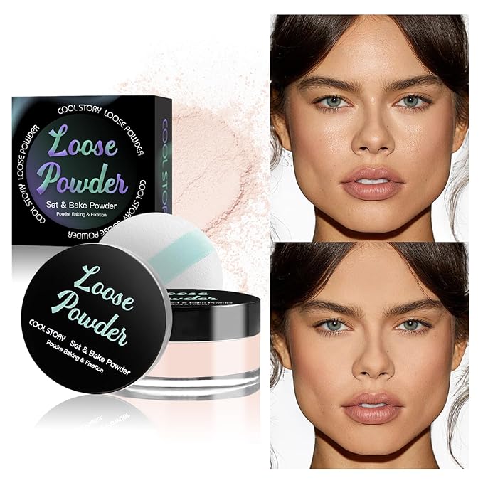 Loose Setting Powder, Bake Makeup Powder Full Coverage Matte Finish (Medium, 6g/O.21oz)