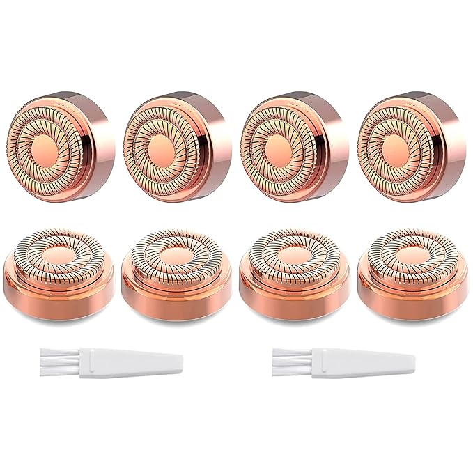 tuokiy Generation 2 Replacement Head for Flawelss Facial Hair Remover, Double Halo Gen 2 Replacement Blades,18K Rose Gold Plated Blades,8 Count