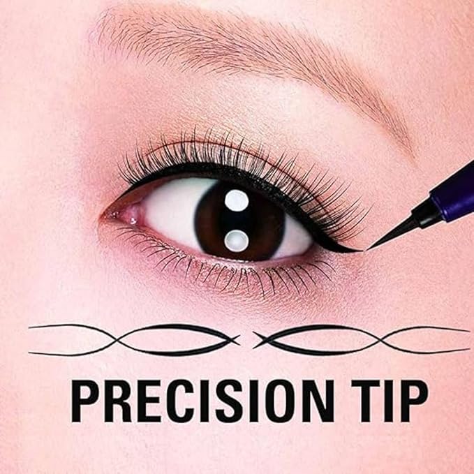 Heroine Make by KISSME Cat Eye Liner for Long Lasting Wear, SMOOTH Liquid Eyeliner Pen with Ultra-Fine 0.1mm Tip, Waterproof Eyeliner for Sensitive Skin, Made in Japan, Jet Black, 3EA