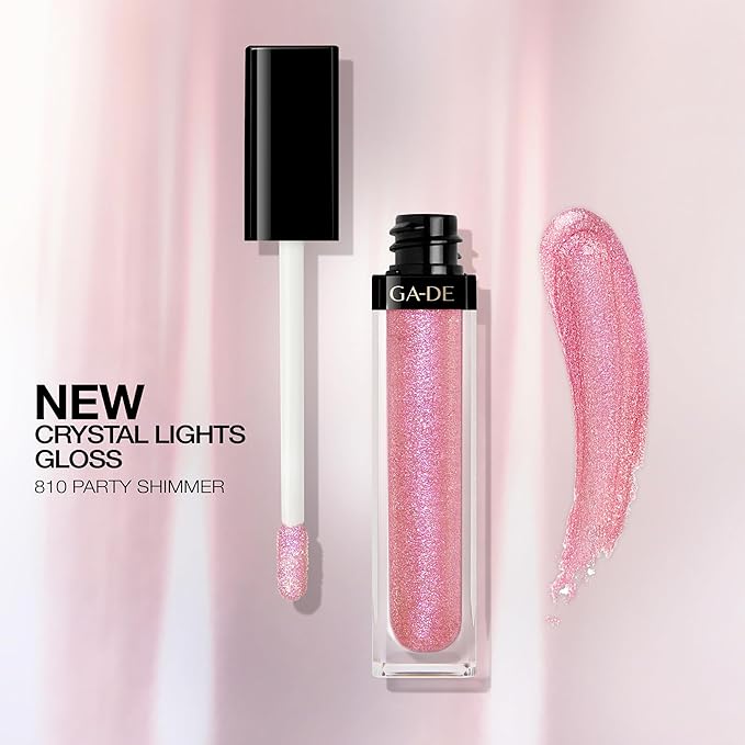 GA-DE Crystal Lights Lip Gloss, 810 - Enriched with Light-Reflecting Crystal Pearls - Smooth Silky, Rich Color - Moisturizes and Adds Shine - 0.2 oz