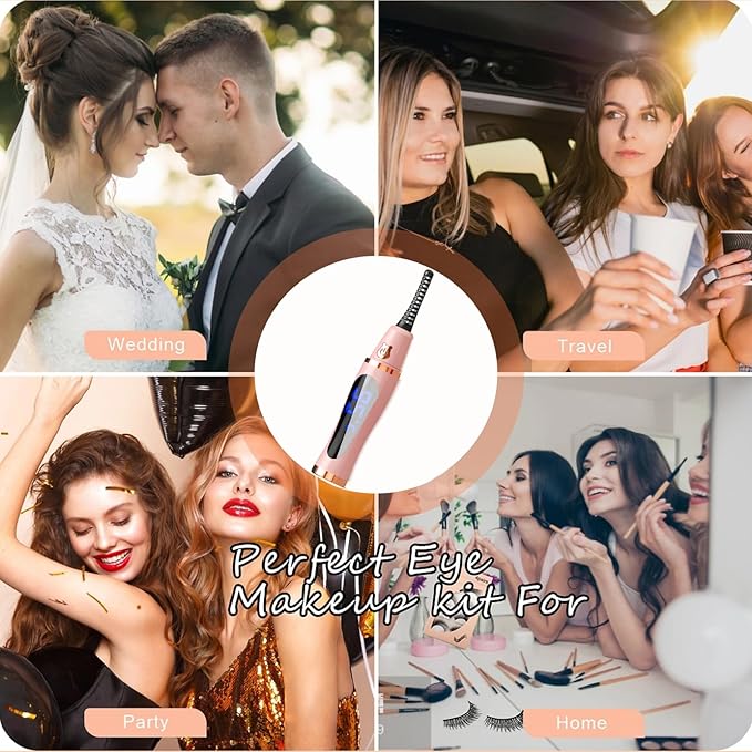 2025 Upgraded Heated Eyelash Curler – Fast 5s Heat-Up, USB Rechargeable Electric Eyelash Curler, 3 Temperature Modes, LED Display, Anti-Burn, 24H Long-Lasting Curl, Perfect Gift for Women (Pink)