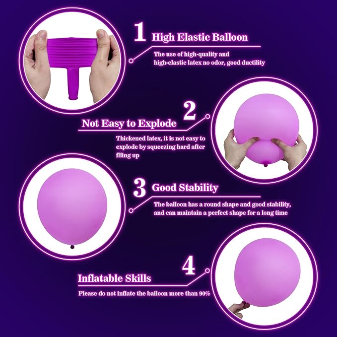 120 Pcs UV Neon Balloons, 7 Colors Blacklight Reactive Fluorescent Balloons Glow in the Dark Birthday Decorations for Birthday, Wedding, Neon Party, Glow Party Decorations Supplies