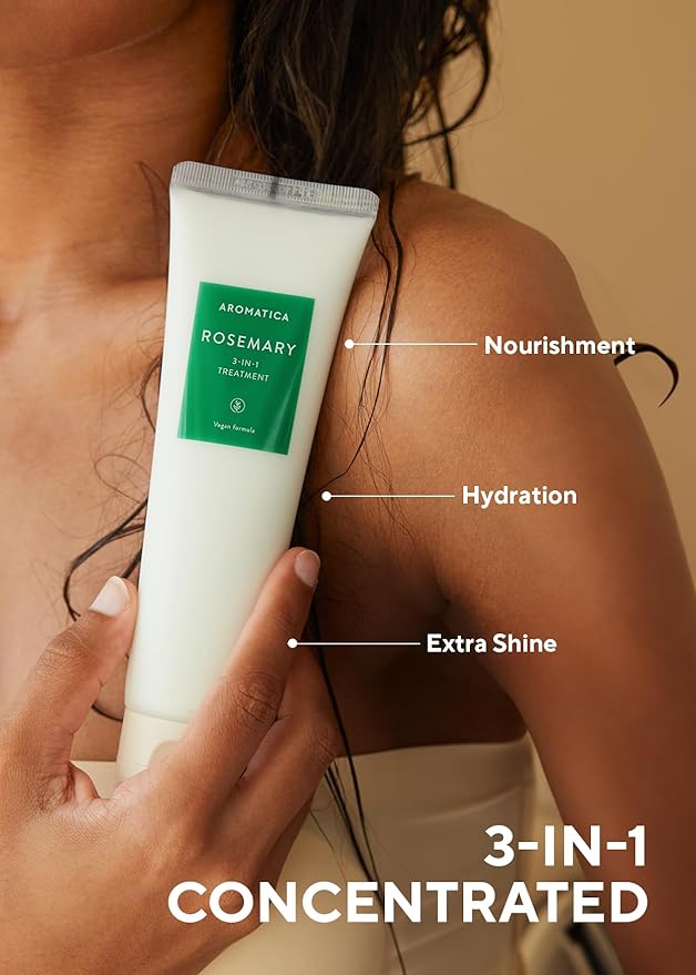 AROMATICA Rosemary 3-in-1 Hair Treatment – Nourishing & Moisturizing Hair Mask with Rosemary & Betaine, Cream Adds Shine & Softness, Deep Conditioner for Dry & Damaged Hair, Korean Hair Care 5.4 fl.oz