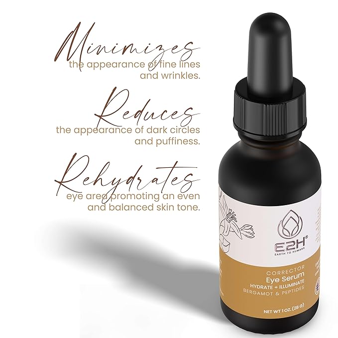 E2H Corrector Eye Serum with Bergamot and Peptides | Minimizes Creases & Dark Circles | Hydrates & Smoothens | Dramatic Results