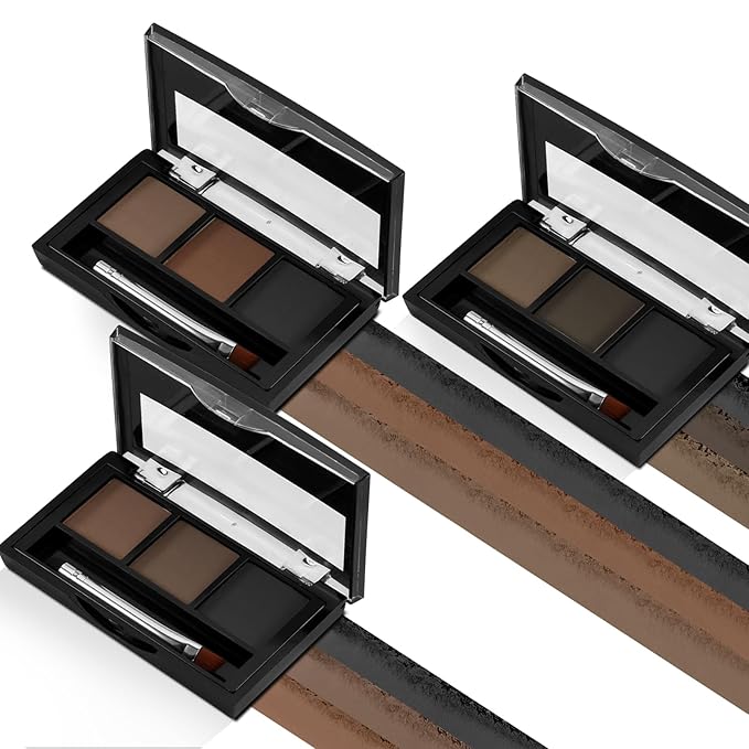 3 Colors Eyebrow Powder Set, Brow Powder Makeup Palette, Defining and Sculpting Brows, Waterproof Eye Contour Kit with Brush Applicator