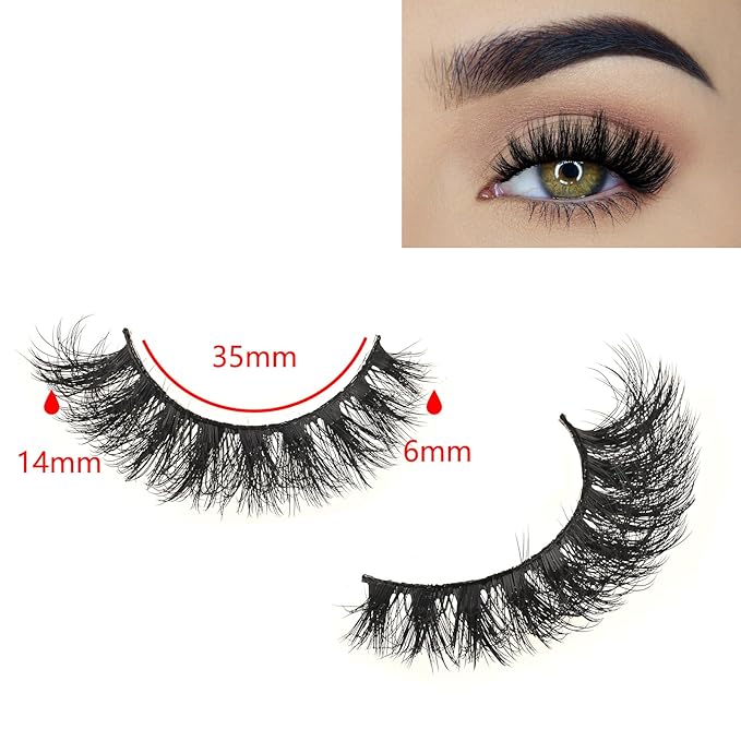 FARRED Mink Lashes Short Fluffy Eyelashes Wispy Natural Eyelash Pack Full Volume Lash Strips 10 Pairs Wispies Fake Strip Lashes Natural Look False Eye Lash Russian Looking for Everyday Makeup