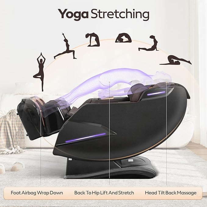 4D Massage Chairs Full Body,Zero Gravity SL-Track Shiatsu Massage Chair Recliner,Core Heating,20 Massage Techniques,Deep Yoga Stretch,Foot Rollers, Ai Voice,Touch Screen,Wireless Charging