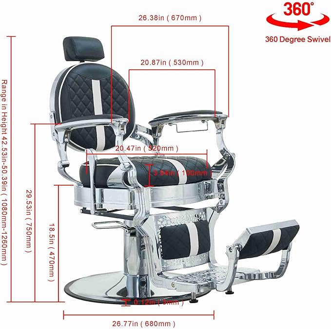 Vintage Barber Chair for Hairdressers Heavy Tattoo Shampoo Beauty Salon Equipment (Square)
