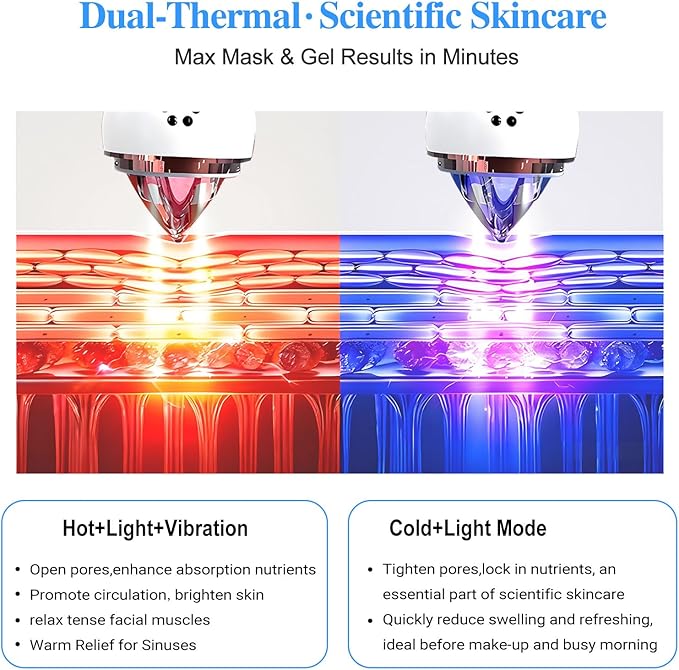 Cold Heat Facial Massager for Face Neck Tightening Lifting Depuffing,7-in-1 Red Light Therapy Sculptor Tool& Depuffer Wand,Cooling LED Electric gua sha Lift Device,Reduce Forehead Frown Smile Lines