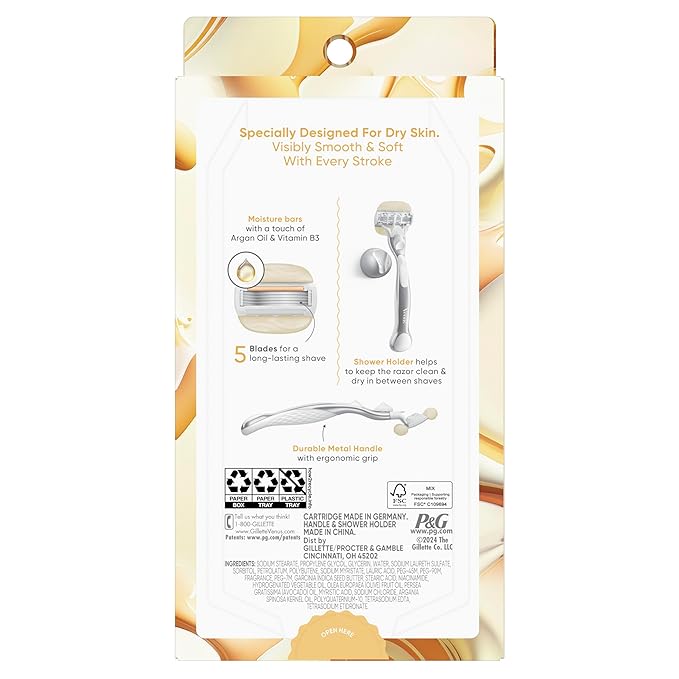 Venus Moistureglide Women's Razor, Reusable Handle, 2 Razor Blade Refills and Shower Holder