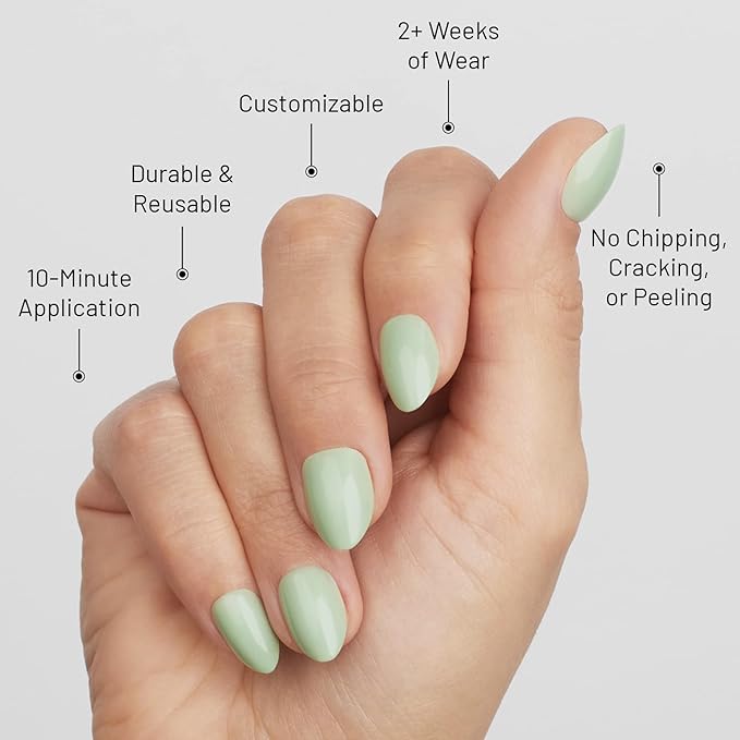 Lilac St - Press on Nails, Eden (30 Nails, 15 Sizes) - Short, Almond, Glossy, Opaque - Brush-On Nail Glue, Nail File, Cuticle Stick, Prep Pad - Cruelty Free, Vegan, Women Founded