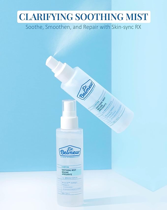 Dr. Belmeur Clarifying Soothing Mist (3.4fl oz) - Gentle, Hypoallergenic for Hydration, Soothing. Korean Skin Care. Beta-Glucan, Chaga Mushroom.