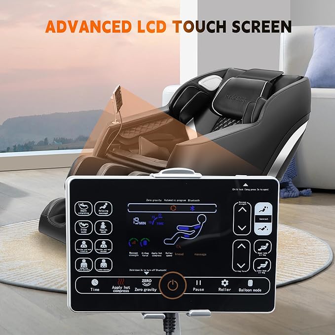 Redcamp Massage Chair Full Body: with 8-Point Fixed Nodes, Zero Gravity, Waist & Leg Heating, Airbag Massage, Bluetooth Music, LED Remote, Foot Rollers, Auto Programs, Adjustable Calf