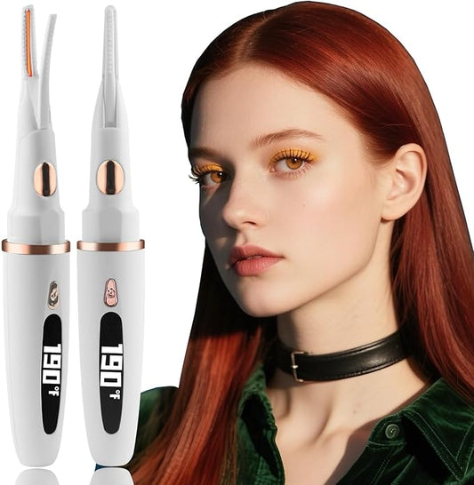 Heated Eyelash Curlers - 2 in 1 Clip- Type Electric lash Curler Best Seller 5S Heating Eyelash Curler LED Display 3 Temp Settings for Makeup Tools USB Rechargeable Natural Curling-Black