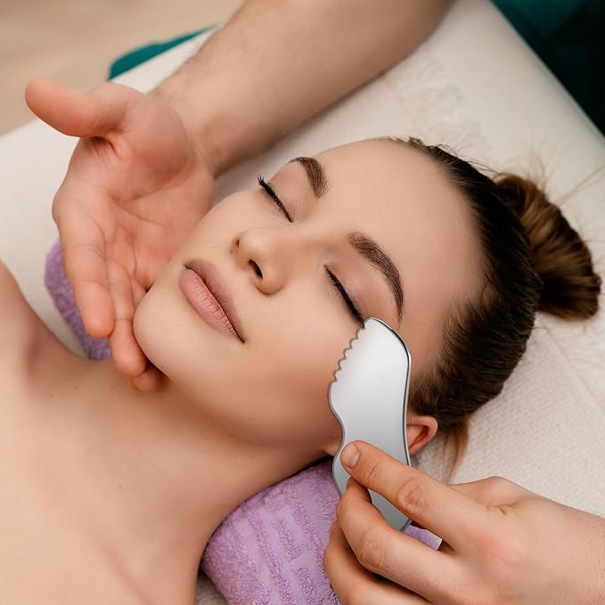 Guasha Tool for Face, Stainless Steel Metal Gua Sha Facial Tools for Body Lymphatic Drainage Massager Sculpting Skin Care (Bag 1, Count, 1)
