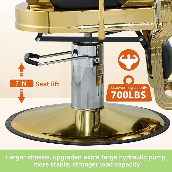 Barber Chair Hair Salon Chair,Heavy Duty 700 LBS, for Hair Stylist Barber Beauty Tattoo Massage(Golden Black)