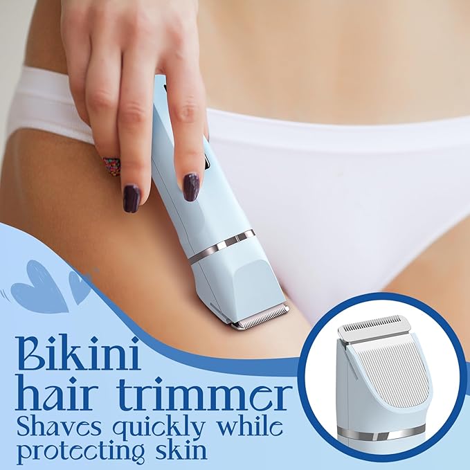 Electric Shaver for Women - Body Hair Trimmer Shaver for Women's Grooming, Wet & Dry Use Groomer, Dusk Razor for Women, Ladies Electric Razors for Legs, Female Trimmer for Private Area, Blue