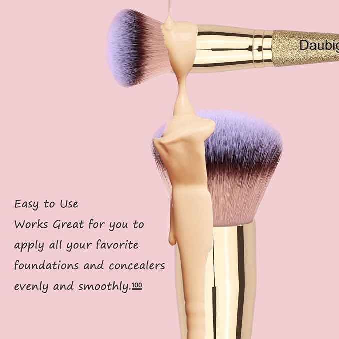 Daubigny Makeup Brushes Dual-ended Foundation Brush Concealer Brush Perfect for Any Look Premium Luxe Hair Rounded Taperd Flawless Brush Ideal for Liquid, Cream, Powder,Blending, Buffing,Concealer