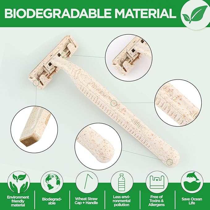 50Pcs Eco-friendly Disposable Razors Men|Safety Razor Dermaplaning Razors for Men & Women Shaving Body Facial Hair Shavers Facial Hair Remover for Women