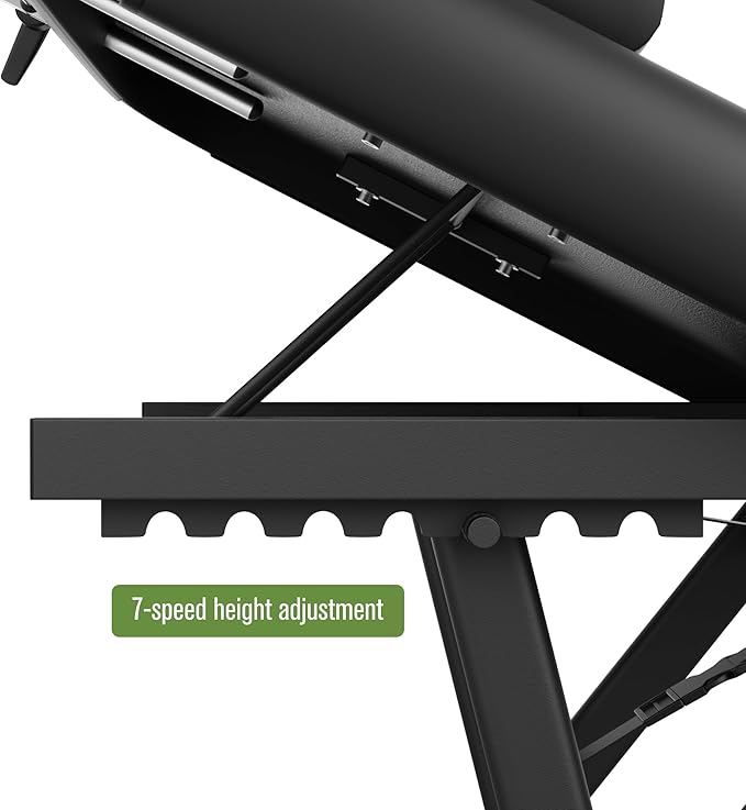 pouseayar Adjustable Massage Table with Face Pillow & Headrest, Sturdy and Solid, Silent and Easy to Adjust - Adjustable Backrest, Black