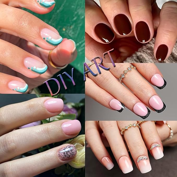 300Pcs Short Tapered Round Square Gel Nail Tips Pre-etching XS Squoval Press On Nails for Extension DIY Manicure Salon Home, Full Cover Acrylic False Nail for Beginners and Professional, BlueZOO