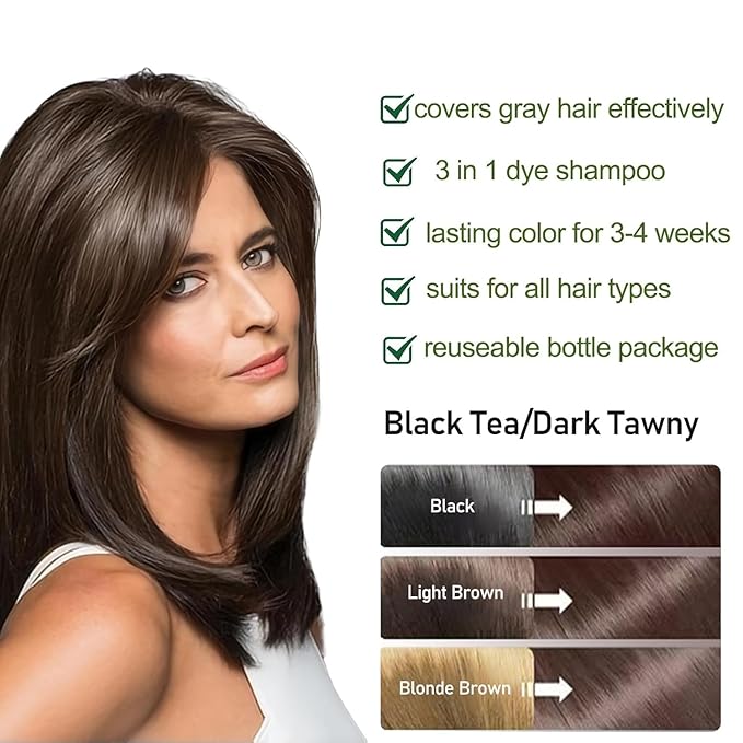 Fvquhvo Black Hair Dye for Gray Hair, Instant Hair Dye with Lasting Shampoo & Black Hair Color Shampoo