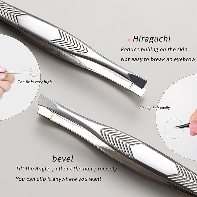 2Pcs Stainless Steel Tweezers for Women Facial Hair