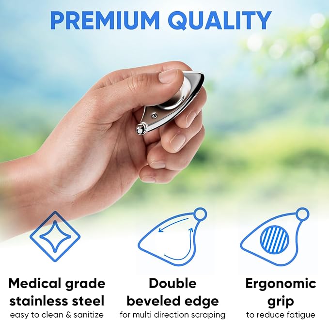 Professional Muscle Scraper - Patented IASTM Massage Tool for Physical Therapy, GuaSha Tool for Myofascial Release - Medical Grade 304 Stainless Steel