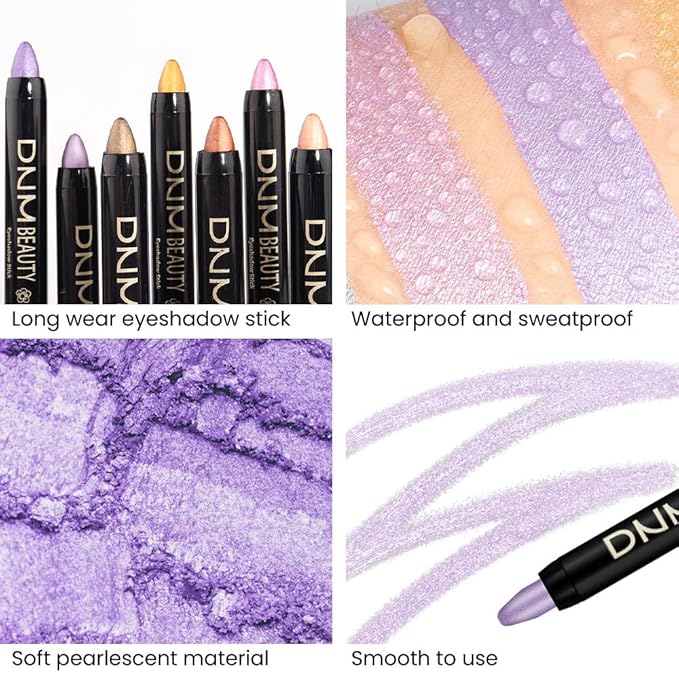 Kaely 2Pcs Cream Eyeshadow Stick Set for Eyes,Light Purple & Vioiet Shimmer Pen,Eye Brightener Halloween Makeup,sombras para ojos,Smooth Eye Shadow Highlighter Crayon Pencil Waterproof,08+09