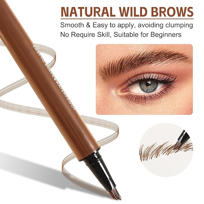 Boobeen Liquid Microblading Eyebrow Pencils, Waterproof Eyebrow Pen for Natural Brow, Long-Lasting Precision Brow-Fection Pen for All-Day, for Women Girls Makeup